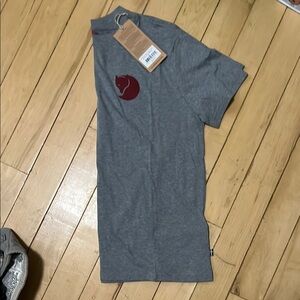 Fjallraven Gray Short Sleeve Tee with Red Emblem